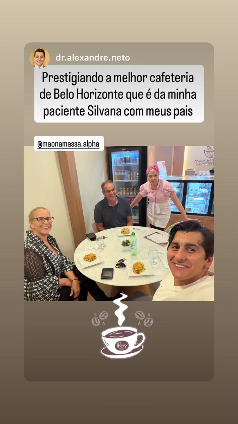 Story — Dr. Alexandre: ‘Prestigiando a melhor cafeteria de Belo Horizonte, da minha paciente Silvana.’